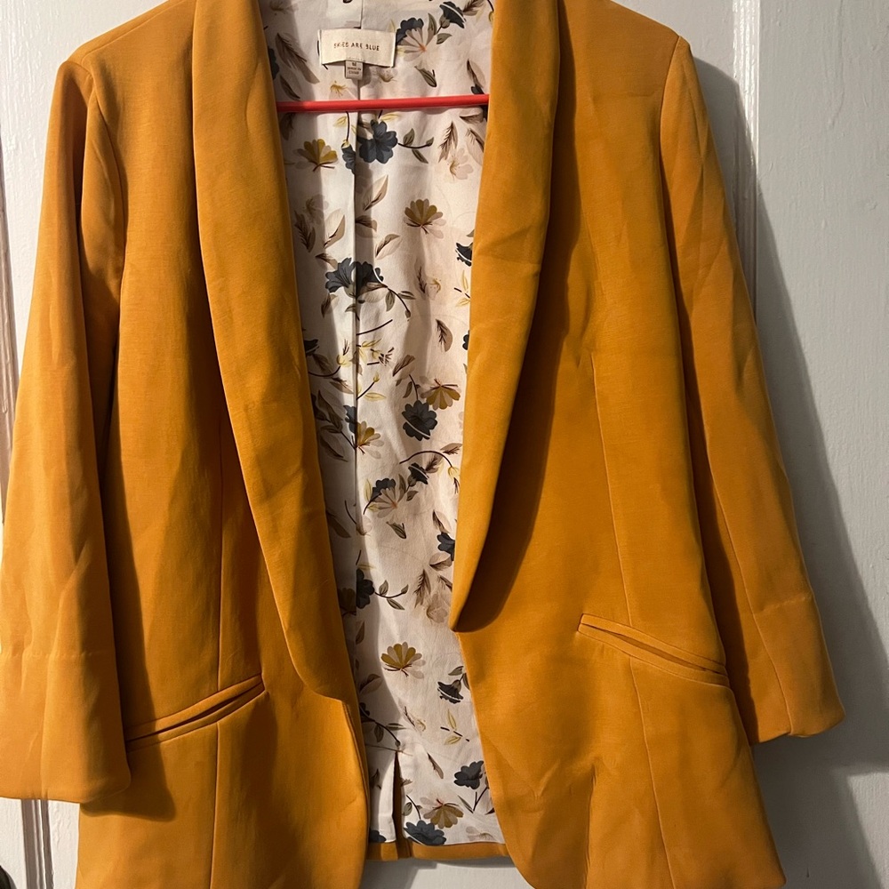 Skies Are Blue Yellow Blazer Tailored Suit Jacket